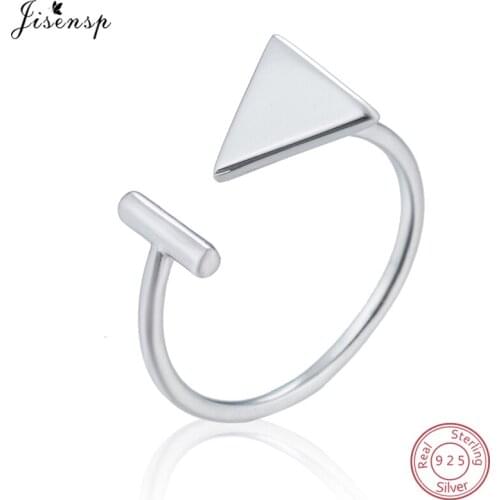 Jisensp Hot Sale 925 Sterling Silver Geometric T Bar & Triangle Open Finger Rings for Women Sterling Silver Rings Jewelry Gift