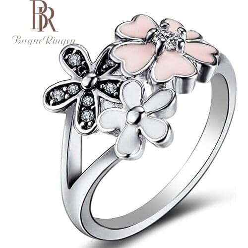 Bague Ringen New Design Cherry Blossom Flower Shape 925 Sterling Silver Jewelry Rings for Women Wedding Engagement Spinel Ring