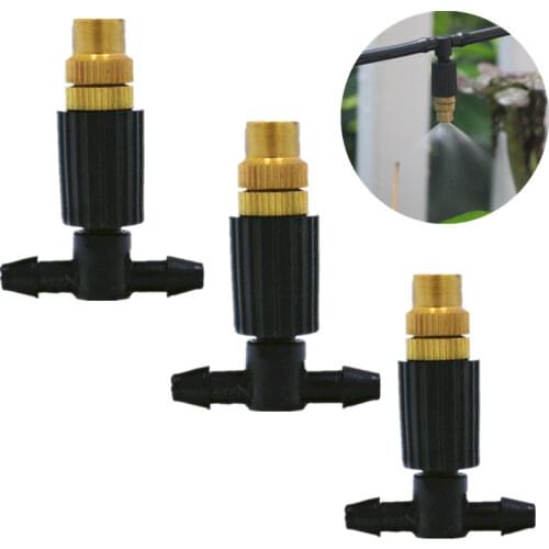 20PCS Brass Misting Sprinkler With Barbed Tee For Garden Mist Watering Flower Irrigation Drip Fittings