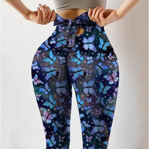 Sexy Leggings Women Butterfly Printing Push Up High Waist Stretch Fitness Leggings Sports Trousers Tights Woman Leggings Legins