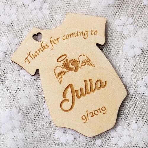 Baby Shower with Angel footprint wooden engraved save the date fridge magnet, , Wedding birthday baby bridal shower party favors