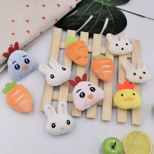 20Pcs/lot cute cartoon rabbit doll for hair clip accessories, plush chicken appliques for diy cloth accessories