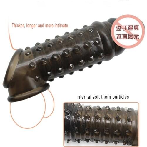 Reusable Condom With Soft Spikes For Penis Enlargement Cock Ring Penis Extender Condoms Intimate Goods For Male Sex Toys