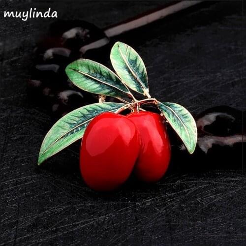 Muylinda Fashion Similate Cherry Fruit Brooches Pin Women Costume Sweater Metal Brooches Clothes Jewelry