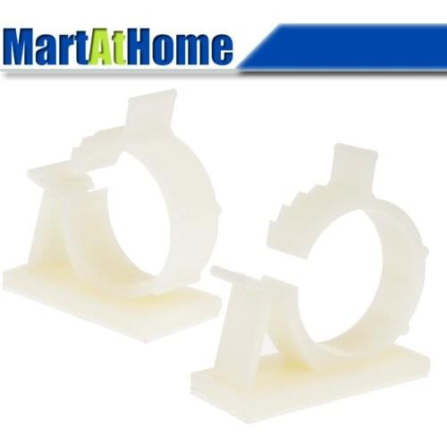 Pack of 30 White Adhesive Backed Nylon Wire Adjustable Cable Clips Clamps Cord Management (LY-2225 White)