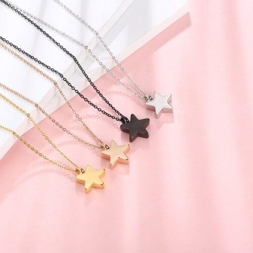 Stainless Steel Star Cremation Urn Pendant Necklacce Perfume Bottles Can Open for Ashes Memorial Jewelry 50cm