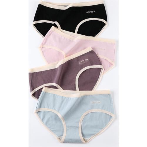 2PCS Cotton Panties Girls Underwear Low-Rise Young Ladies Lingerie Color Mix Size M,L,XL