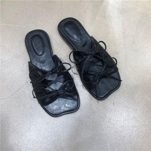 2021 New Fashion Sandals Women Korea Retro Ugly Cute Cute Bow Outer Wear Sandals and Slippers