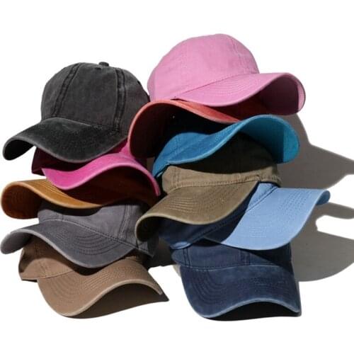 Solid Color Vintage Shading Washing Baseball Cap Adjustable Unisex Summer Sun Protection Outdoor Motion Dad Hat Snapback