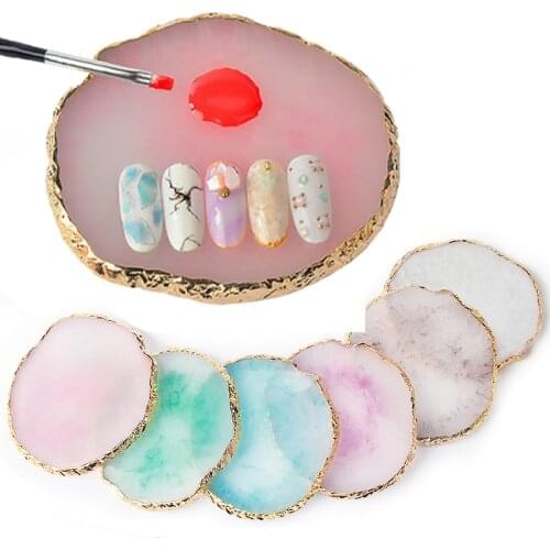1Pcs Resin Stone Color Palette False Nail Tips Drawing Nail Color Palette for Nail Color Mixing Display Manicure Polish Gel Tool