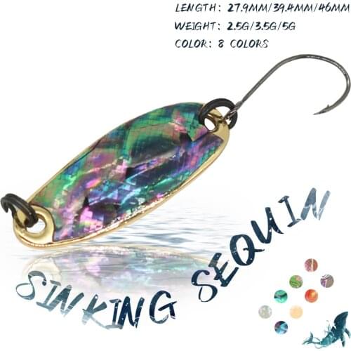 KoKoss 1PCS 2.5G/3.5G/5G Fishing Lure Hard Sequin Bait Metal Jig Sinking Wobblers Artificial Bait Spinner Spoon Fishing Tackle