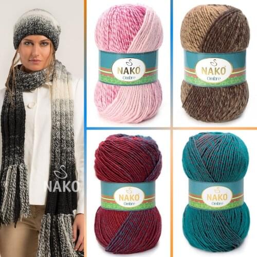 Wool Knitted Yarn - 16 Color Options 190 Meter (100gr) - Hand Knitting Ball - Nako Ombre - Multicolor - Cardigan - Sweater - Hobby - Premium Acrylic - Vest - Scarf - Beanie - Booties - for Man and for Women - DIY