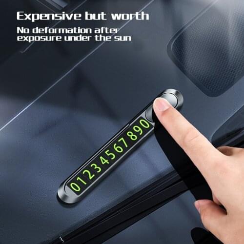 NEW Hidden Car Styling Temporary Parking Card Metal Alloy Texture Auto Phone Number Card Plate Telephone Number Card Car Sticker