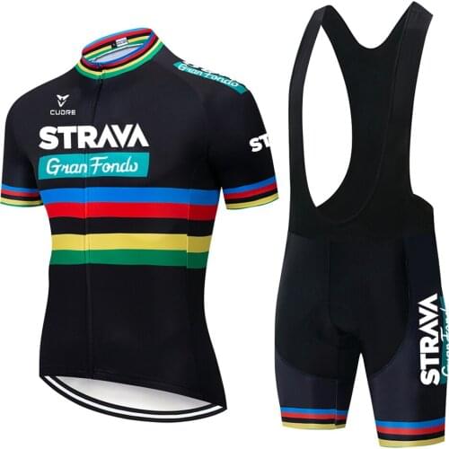 STRAVA Bicycle Clothes Men Cycling Sets Summer Pro Team Road Bike Short Sleeve Clothing Mens Mtb Jersey Set Sport Wear