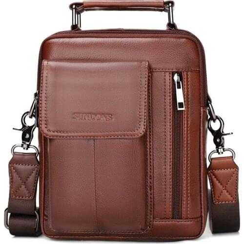 Genuine Leather Mens Handbag Shoulder Bag Luxury Designer Cowhide Leather Man Messenger Bag Stylish Business Male Crossbody Bag