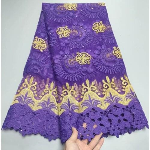 Party Q 2021 High Quality African Nigerian Tulle Lace Fabric Milk Silk Wedding Party Dress French Embroidered Golden 2.5Yards