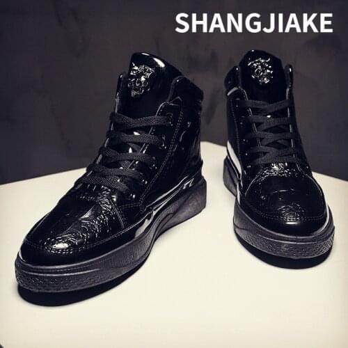 High-top Trend Shoes Mens Autumn and Winter New Mens Leather Boots Mens Trend All-match Tooling Boots Small Leather Shoes