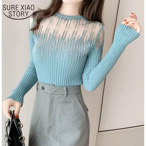 Sexy Women Pullover Sweaters 2021 Autumn Full Sleeve Casual Elegant Lady Knitwear Women Knitted Jumpers Fashion Clothing 11365