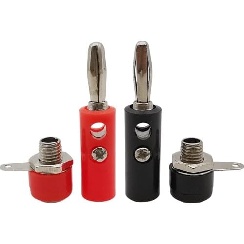 10/5/2pair Audio Speaker 4mm Banana Plug Screw + Socket Connector Kits Jack Panel Terminal Red + Black DIY Model Parts
