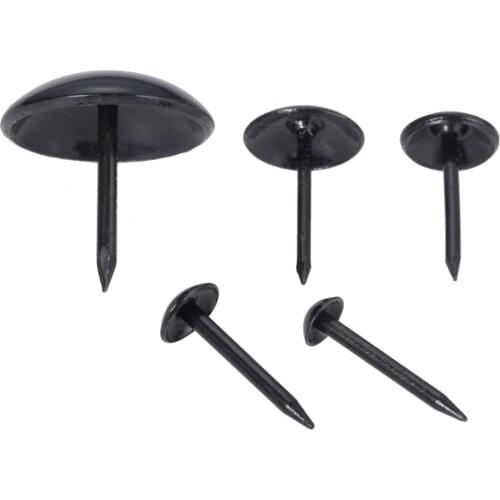 100Pcs/50Pcs Black Upholstery Tacks Round Head Metal Pushpins Jewelry Case 5/7/9/11x17mm Furniture Nails Haredware