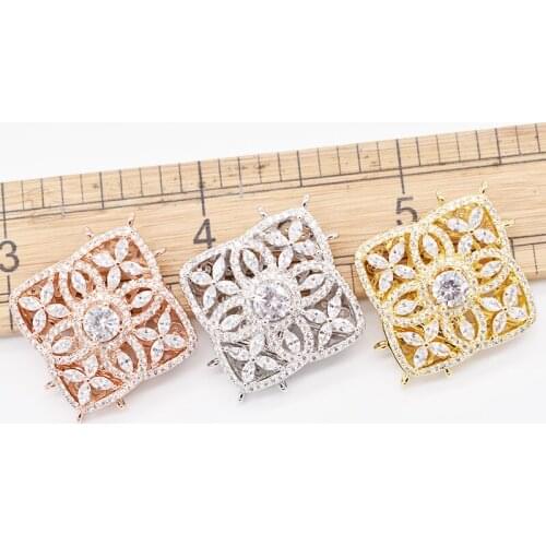 2pcs/lot 32mm High Quality Cubic Zircon Micro rhombus clasp golden plated