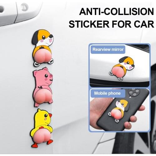 2pcs Universal Anti Chafing Car Door Protector Anti-scratch Cute Butt Anti-collision Glue Door Bumper Protector Anti-collision