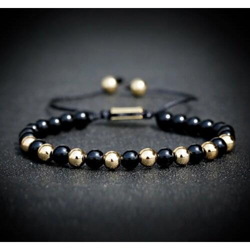 2020 Fashion Men Charm Copper Bracelets Simple Handmade Bead Bracelet Black Men Jewelry Pulseira Masculina