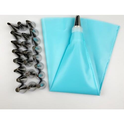 26 PCS/Set Silicone Pastry Bag Tips Kitchen DIY Icing Piping Cream Reusable Pastry Bags +24 Decorating Tools Nozzle Set Cake