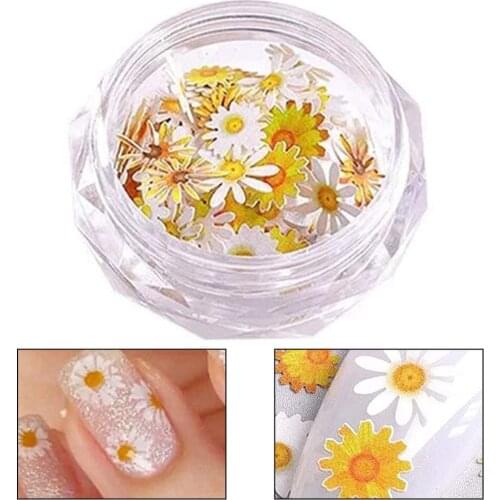 3D Simulation Flower Nail Stickers Holographic Nail Glitter Sequin Acrylic Paillettes Romantic Daisy Flowers Flakes Sequins