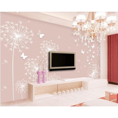 Beibehang wall papers home decor Ultra HD Stereo 3D Personalized Interior Dandelion 3D TV Background papel de parede Wallpaper