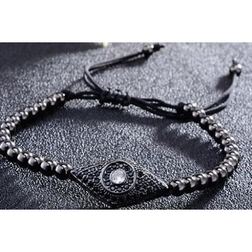 4mm 2d42 silver gold copper Turkey eyes micro pave cz zircon cubic zirconia Bracelet macrame Charm Braided Bangles Braiding