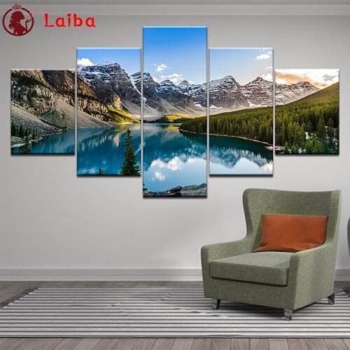 5d diy diamond painting Natural scenery, mountains, blue sky, lake diamond painting cross stitch mosaic embroidery diamond5pcs