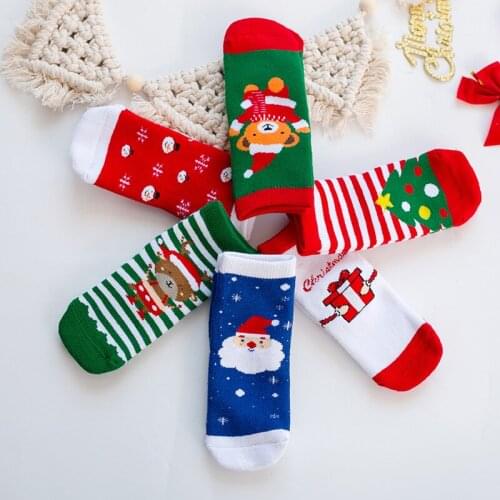 6 Pair New years socks Baby Girls Boys Kids Socks Children Terry Snowflake Elk Santa Claus Christmas Bear Gift Stuff