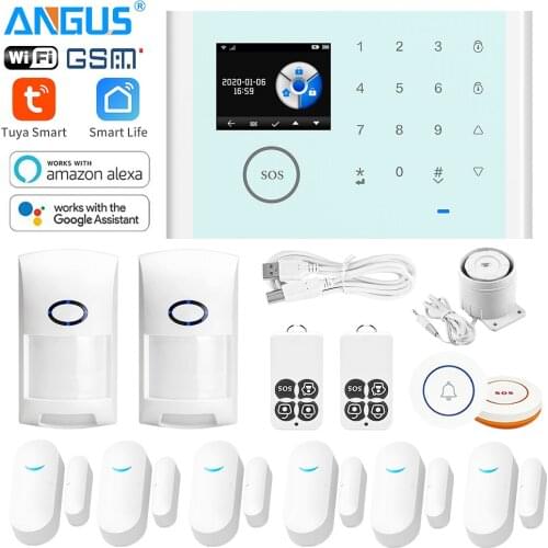 Angus 2G smart alarm wifi Tuya anti-theft home intruder alarm system host Alexa Google voice control APP alarm security system