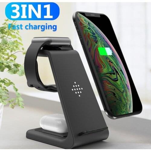 3 in 1 Qi Wireless Fast Charging Charger Dock Stand for iPhone 8/X/XS/XR/11/11 Pro Samsung S7/S7 Edge/S8/S9/S10/S10 Plus