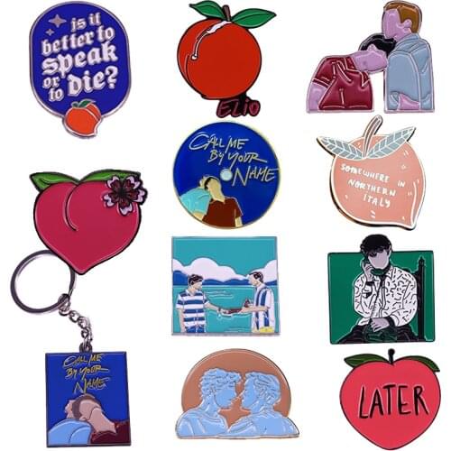 Call Me By Your Name pinss CMBYN Elio Oliver Sweet Love brooches Subtle Peach Badge Luca Guadagnino Movie Fans Wonderful gift