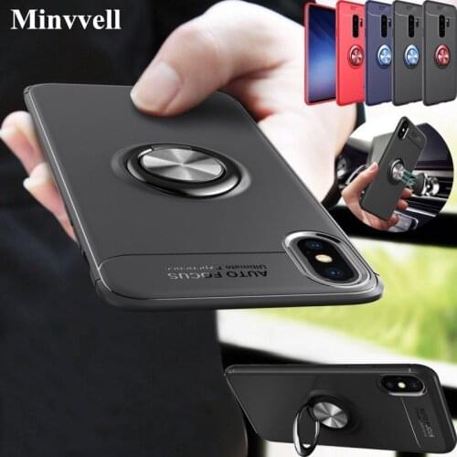 Ring Holder Phone Case For iPhone X XS XR Max 7 Magnetic Car Stand Soft Silicone Matte Cover For iPhone 5 5S SE 6 6s 8 7 Plus