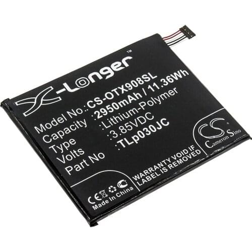 CS 2950mAh/11.36Wh battery for Alcatel 3C,3C Dual SIM,3C Dual SIM 3G,3V TD-LTE,A3A XL 3G,TIM XL 2018 CAC3000034CC