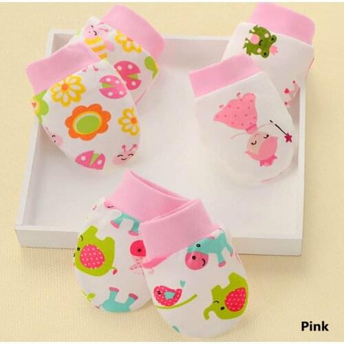 Color Random Fashion Cartoon Pattern Anti-grasping Gloves For Newborn Protection Face Baby Mitten