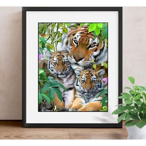 DIY Animal Series Diamond Mosaic Embroidery Needle Craft Full Square Diamond Painting Colour Tiger Christmas Decor