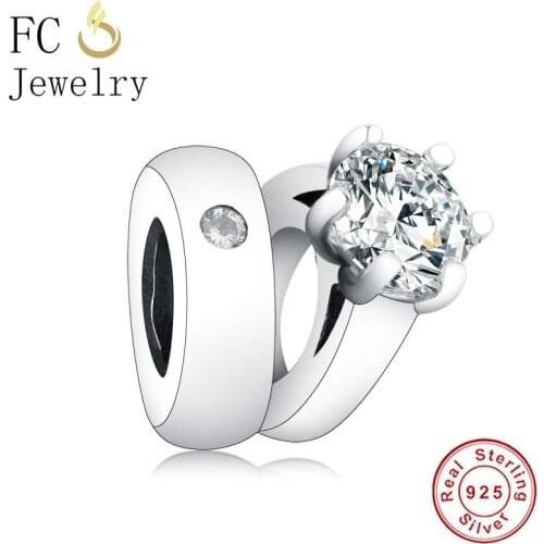 FC Jewelry Authentic 100% 925 Silver Couple Circle Bead With CZ Fit Original Brand Charm Bracelet For Making Wedding Berloque