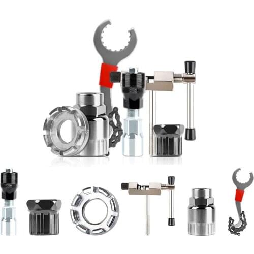 Bicycle Repair Tool Bike Extractor+Spoke Wrench+chain Breaker+Bottom bracket/Freewheel Removal Tool+Wrench with Chain Tail Hook