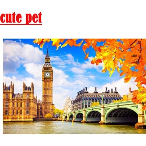 London DIY Big Ben handmade 5D diamond cross stitch Mosaic Mosaic home decorative art painting square drill round diamond