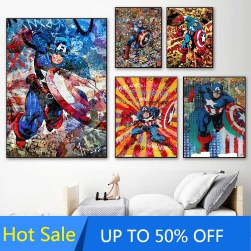 Marvel Canvas Painting Wall Art Superhero Captain America Comic Nordic Posters and Prints Pictures for Living Room Decor