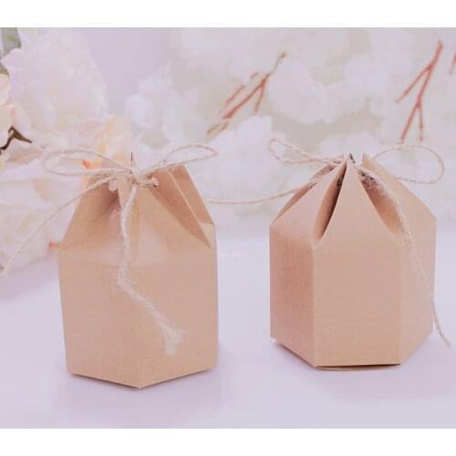 Creative Kraft Paper Candy Gift Boxes Lantern Hexagon Shape Wedding Favors Cake Gift Packaging Boxes Box Bags