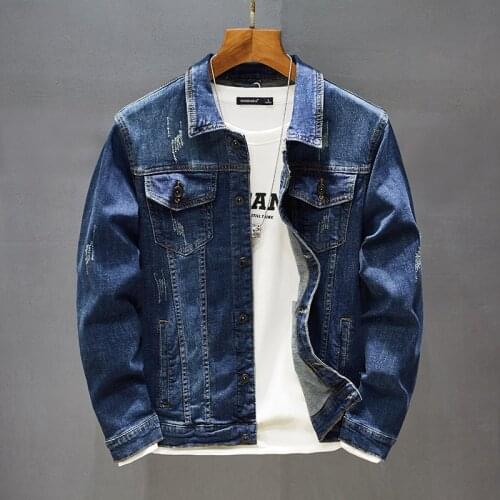 New Arrive Denim Parka Mens Spring Autumn Cowboy Jacket Outwear Male Student Trend Fashion Blue Jean Jackets Coat Plus Size 4XL