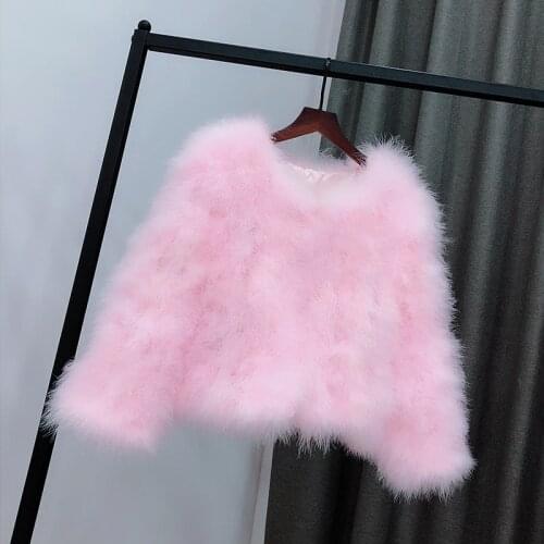 Customized new 2020 autumn winter women Korean fashion ostrich feather jackets short real fur coats solid turkey fur 6XL A168