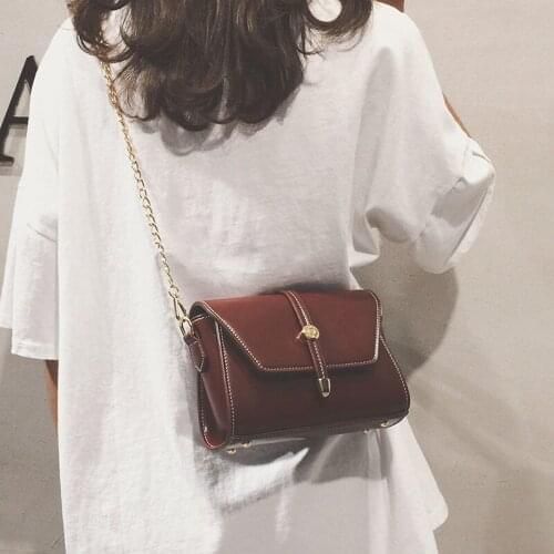 Retro oily leather fashion all-match small square bag high-end shoulder bag simple chain messenger small bag