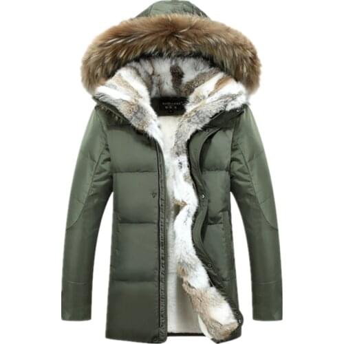 Duck down jacket men 2018 winter warm down coat luxury fur hooded wool liner casual thick parkas plus size 5XL WLF130
