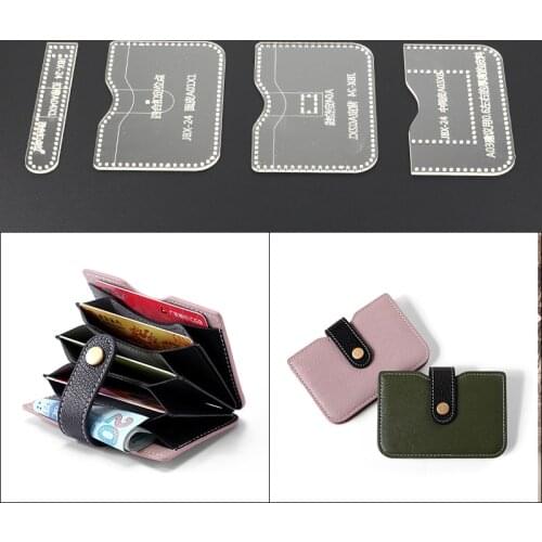 1set DIY leather craft small folded Card Wallet Acrylic template cutting sewing pattern 12*7.5*2cm